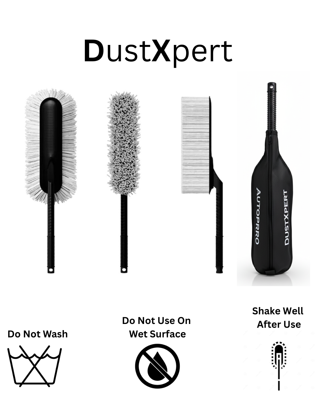 AutoPrro (Auto Prro) Set of cleaning brushes with DustXpert branding on a white background