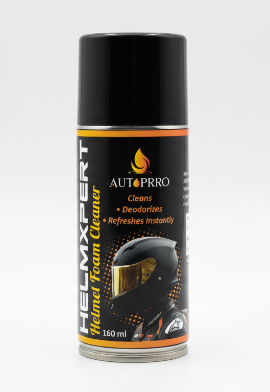 Helmet foam cleaner spray can with Autoprro branding on a white background