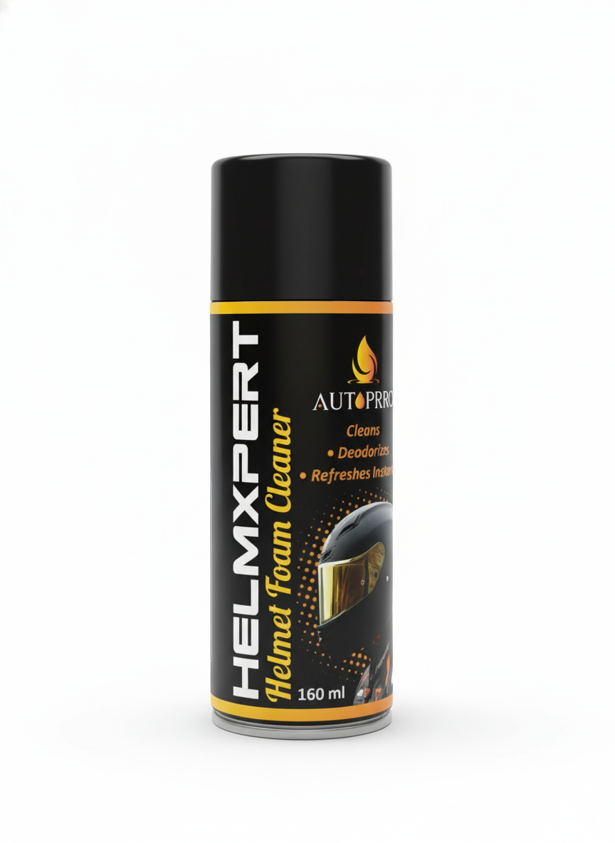 AutoPrro Helmet foam cleaner can with black and yellow design on a white background