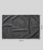 AutoPrro Gray towel with dimensions on a light gray background