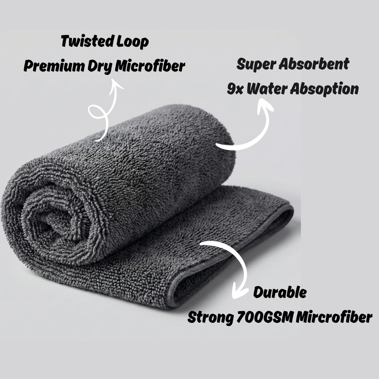 700 GSM Twisted Loop Microfiber Drying Cloth – Ultra Plush