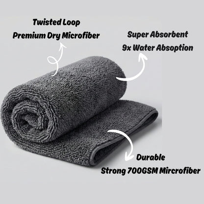 700 GSM Twisted Loop Microfiber Drying Cloth – Ultra Plush, Scratch-Free, High Absorbency